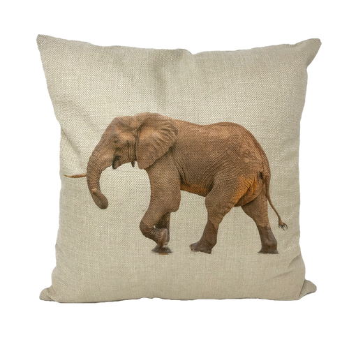 Elephant printed on a linen cushion