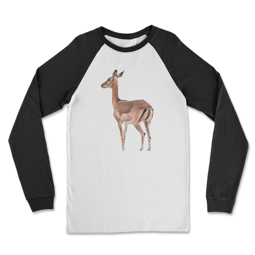 Black long sleeves on a white shirt with an impala print