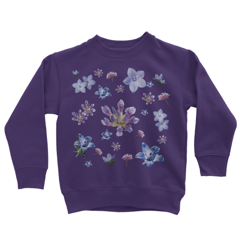 purple wildflower floral sweatshirt for kids