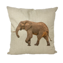 Load image into Gallery viewer, Elephant printed on a linen cushion

