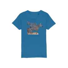 Load image into Gallery viewer, zebra tee in blue for kids
