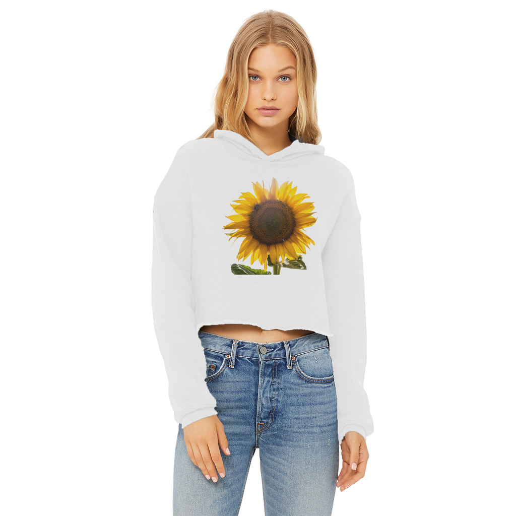 Sunflower Ladies Cropped Raw Edge Hoodie