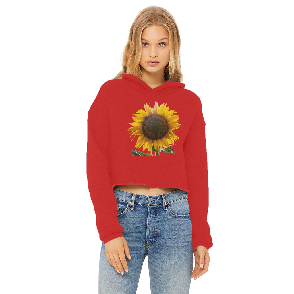 Sunflower Ladies Cropped Raw Edge Hoodie