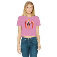 Load image into Gallery viewer, Orange Flamingo T-Shirt for Women (Cropped, Raw Edge)

