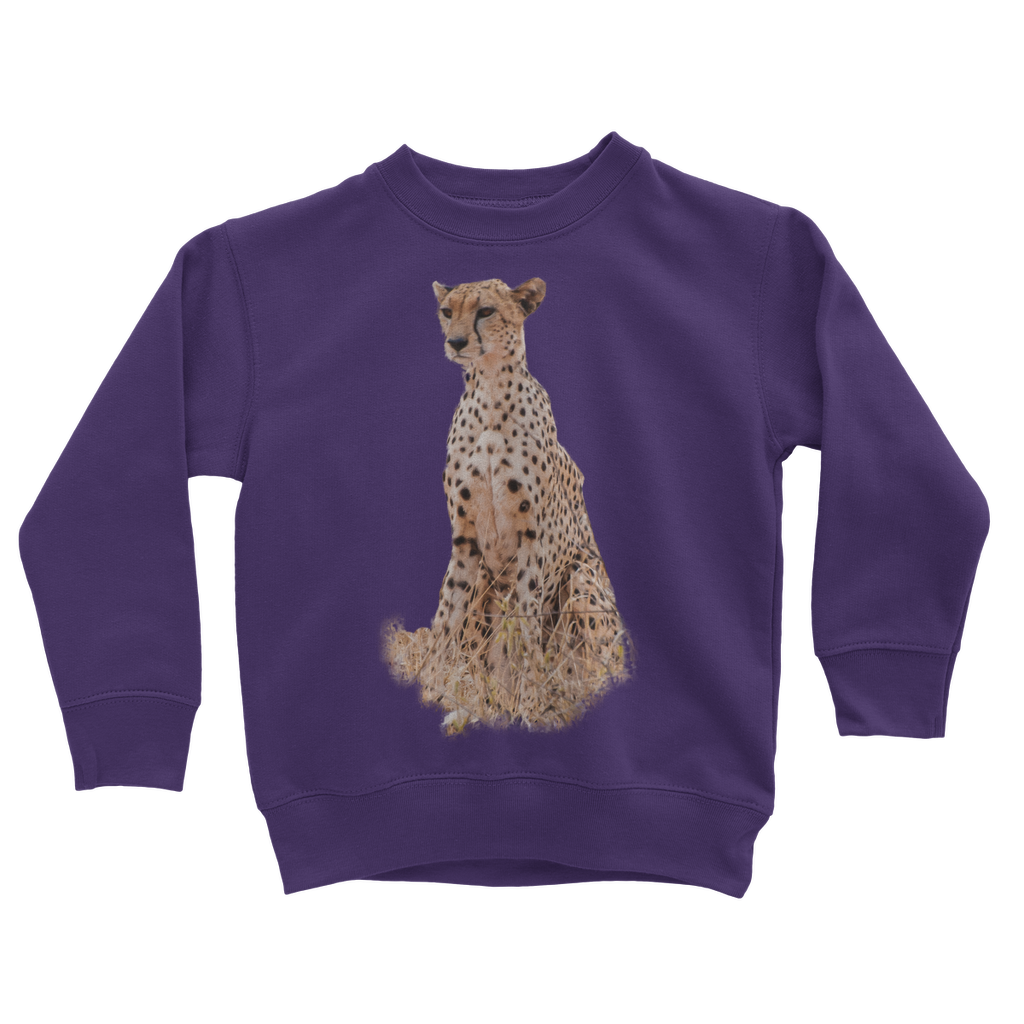 Aubergine african cheetah sweatshirt for kids