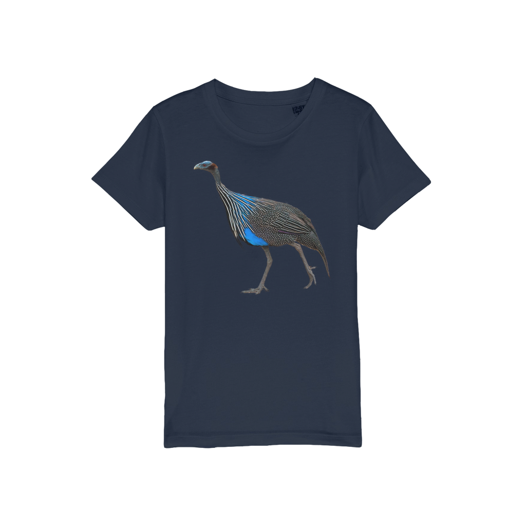 navy vulturine guinea fowl tshirt for kids