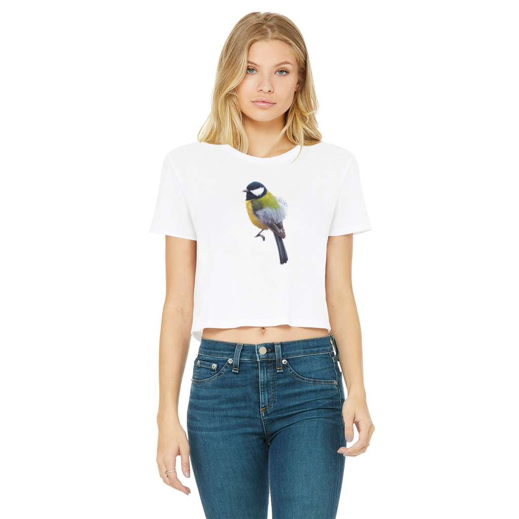 Great Tit T-Shirt for Women (Cropped, Raw Edge)