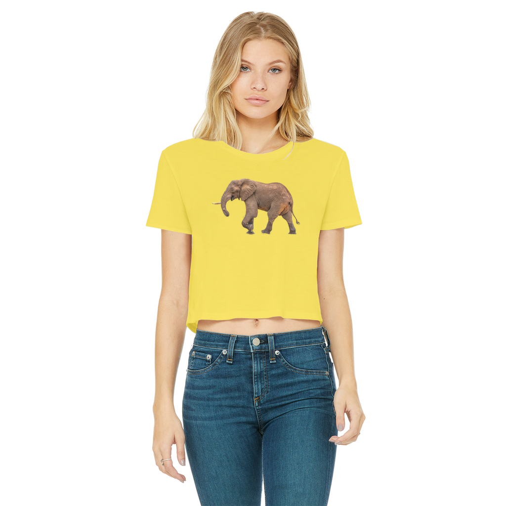 Elephant T-Shirt for Women (Cropped, Raw Edge)