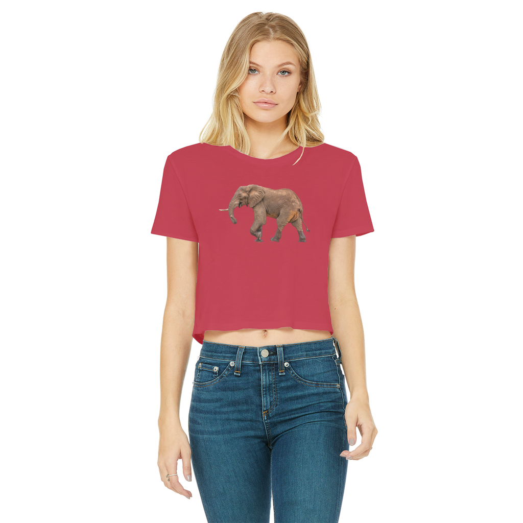 Elephant T-Shirt for Women (Cropped, Raw Edge)