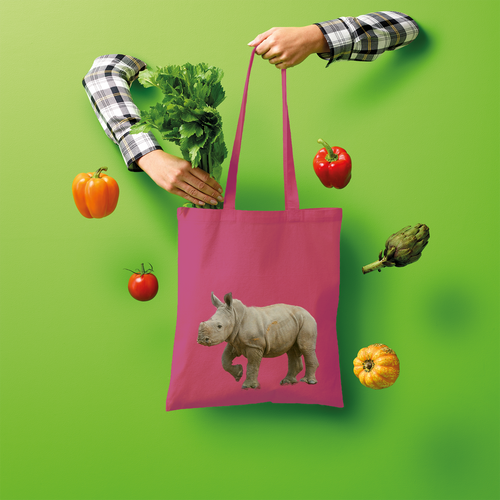 Maroon baby Rhino tote bag in cotton.