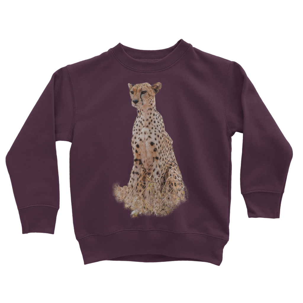 Maroon african cheetah sweatshirt for kids