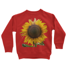 Load image into Gallery viewer, bright red sunflower sweatshirt for kids
