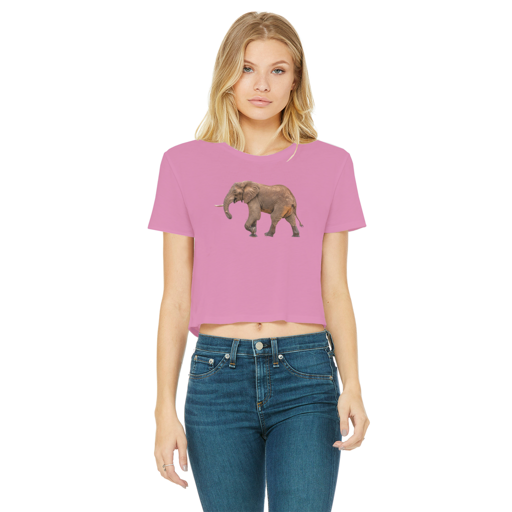 Elephant T-Shirt for Women (Cropped, Raw Edge)