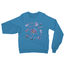 Load image into Gallery viewer, ocean blue wildflower floral sweatshirt for adults
