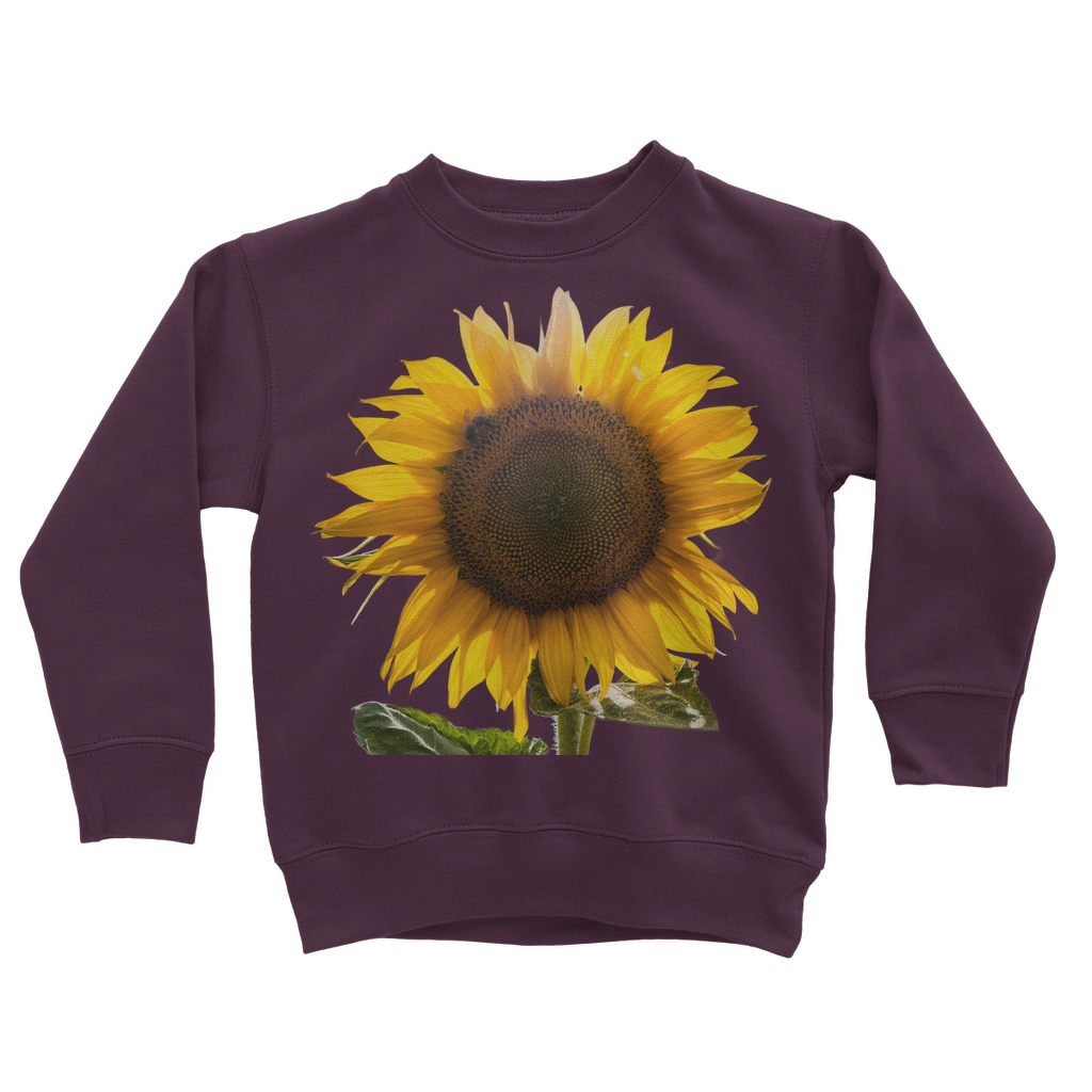 burgundy sunflower sweatshirt for kids