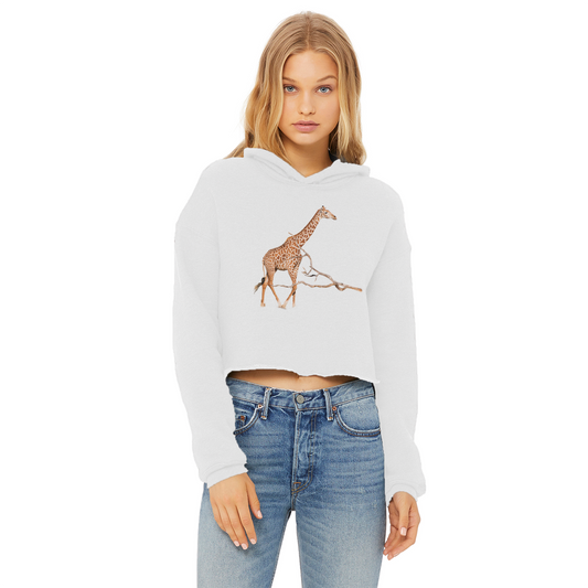 Giraffe Ladies Cropped Raw Edge Hoodie