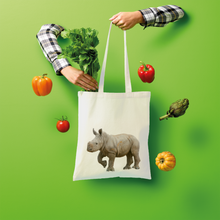 Load image into Gallery viewer, Latte white  baby Rhino tote bag in cotton.
