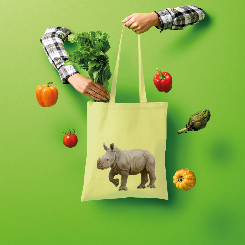 Lemon baby Rhino tote bag in cotton.