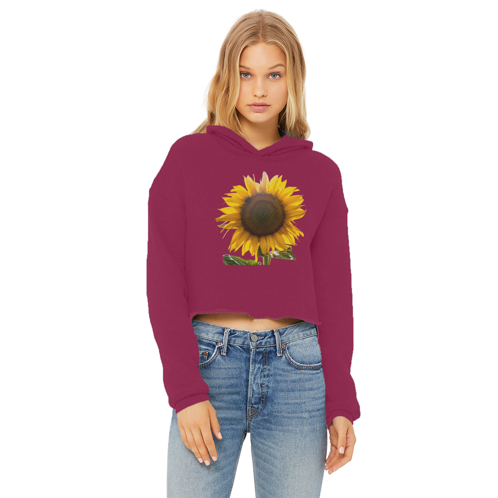 Sunflower Ladies Cropped Raw Edge Hoodie