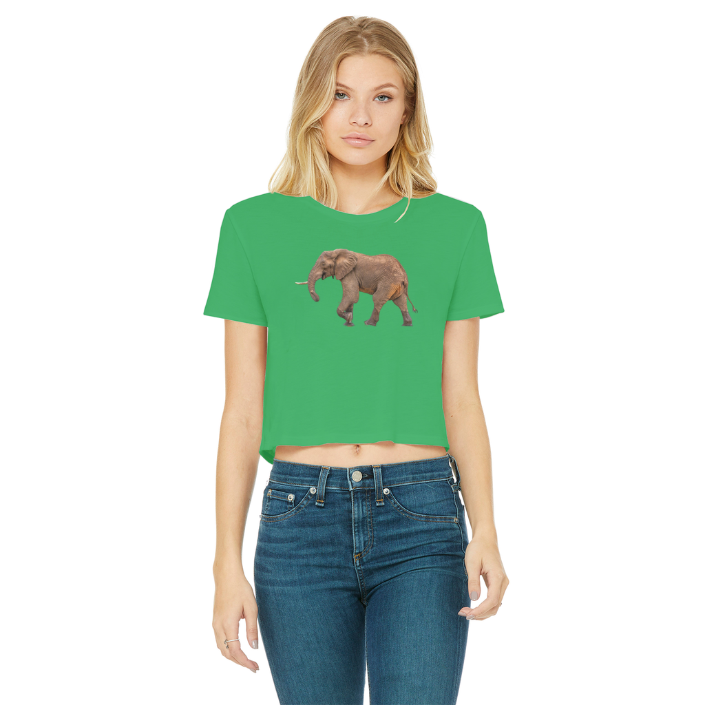 Elephant T-Shirt for Women (Cropped, Raw Edge)