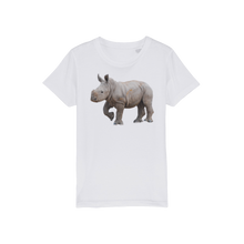 Load image into Gallery viewer, White Rhino calf t shirt for kids with a round neck
