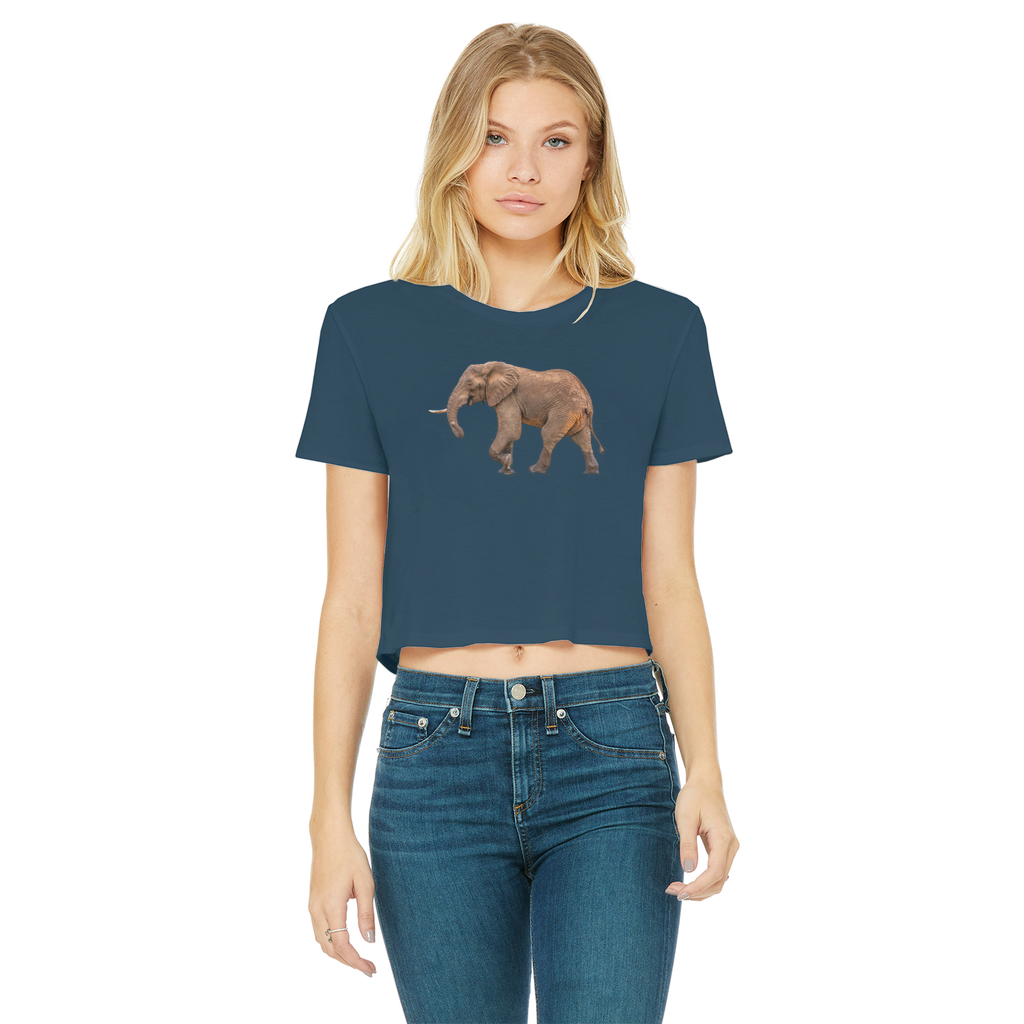 Elephant T-Shirt for Women (Cropped, Raw Edge)