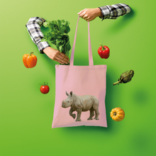 Load image into Gallery viewer, Baby pink baby Rhino tote bag in cotton.
