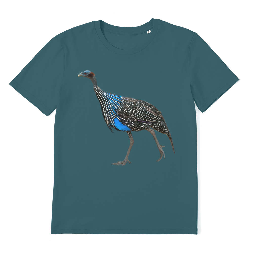 vulturine guinea fowl tshirt in turquoise