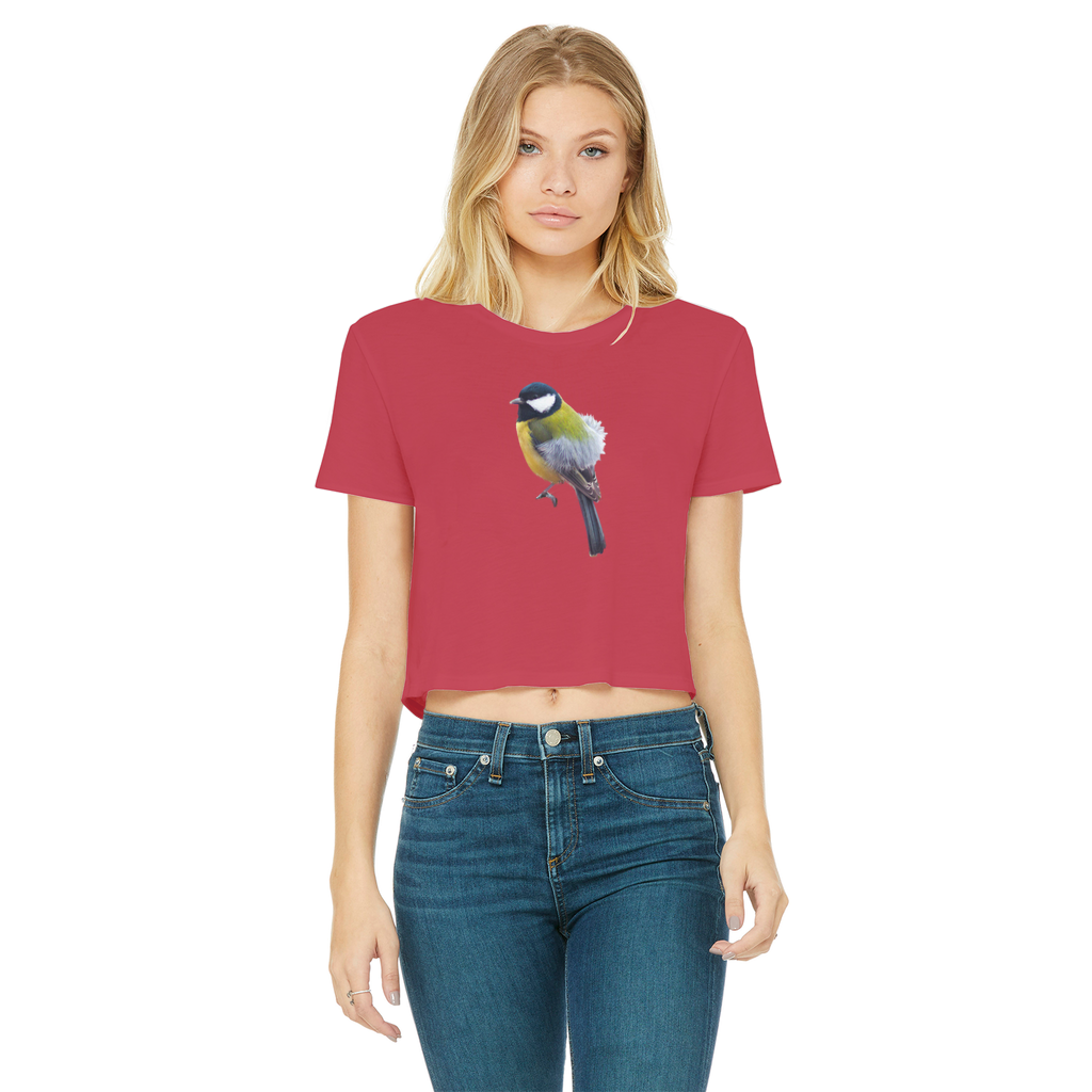 Great Tit T-Shirt for Women (Cropped, Raw Edge)