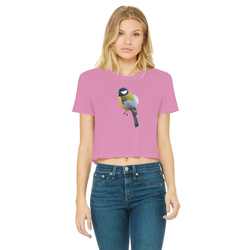 Great Tit T-Shirt for Women (Cropped, Raw Edge)