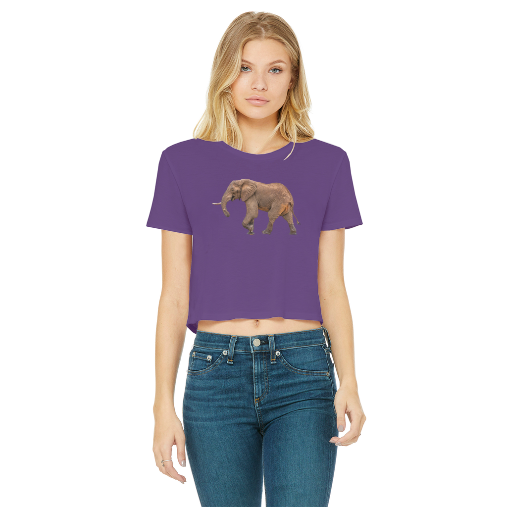 Elephant T-Shirt for Women (Cropped, Raw Edge)