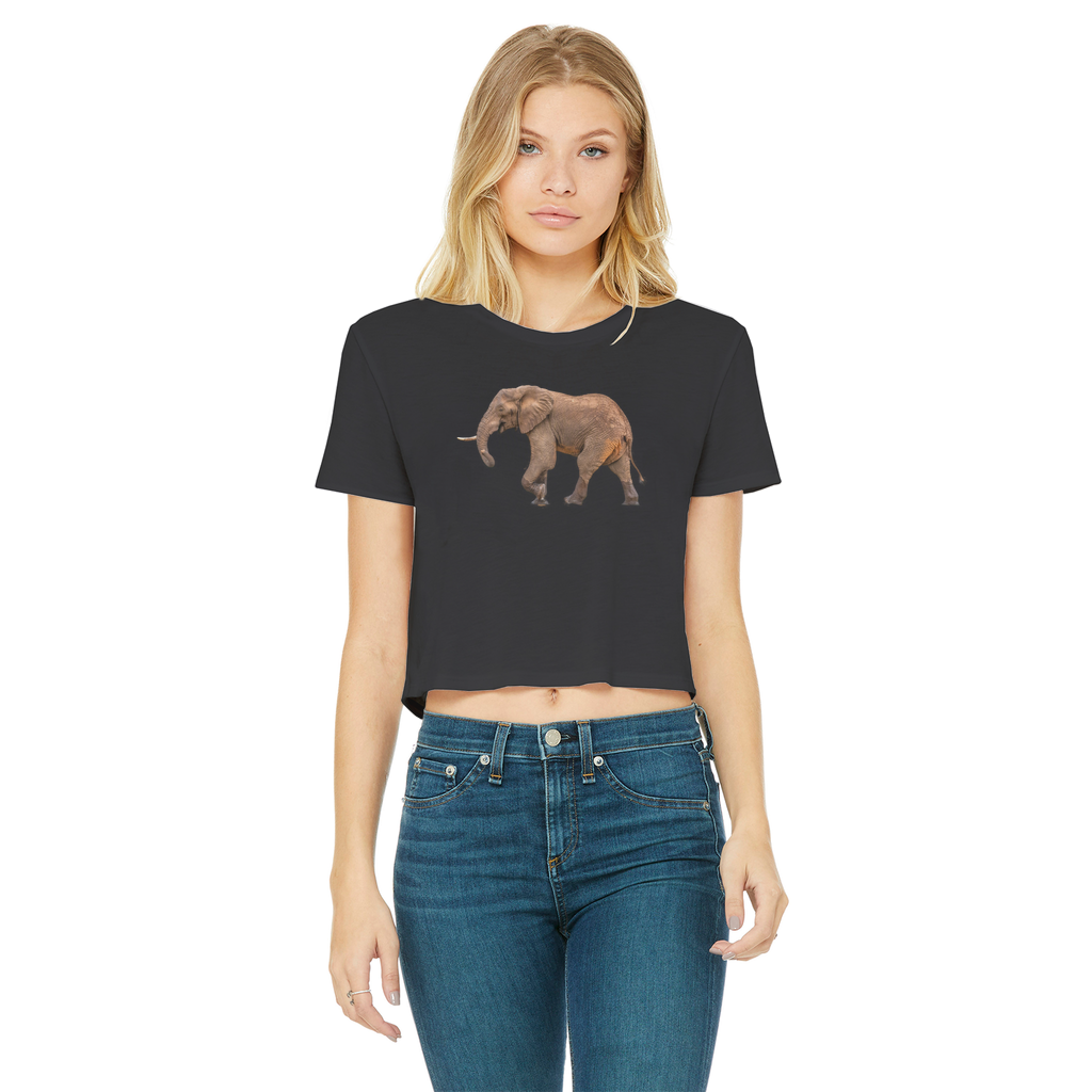 Elephant T-Shirt for Women (Cropped, Raw Edge)