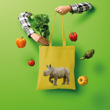 Load image into Gallery viewer, Sunflower yellow baby Rhino tote bag in cotton.
