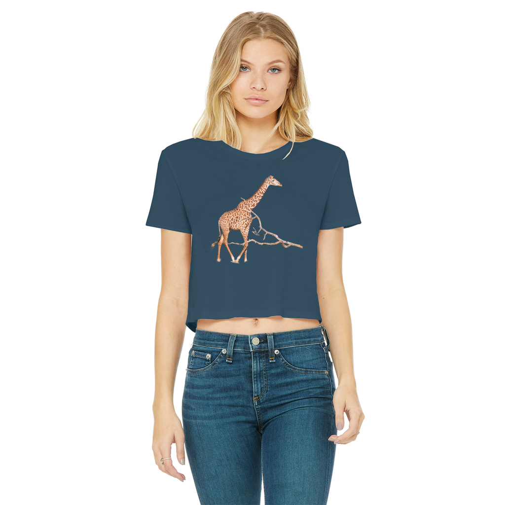 Giraffe T-Shirt for Women (Cropped, Raw Edge)