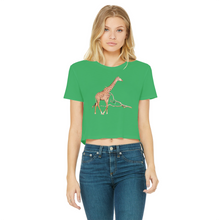 Load image into Gallery viewer, Giraffe T-Shirt for Women (Cropped, Raw Edge)
