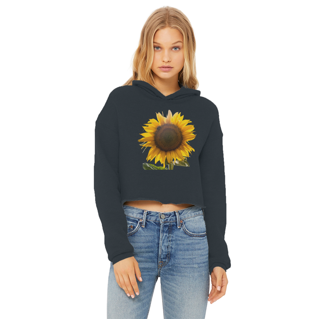 Sunflower Ladies Cropped Raw Edge Hoodie