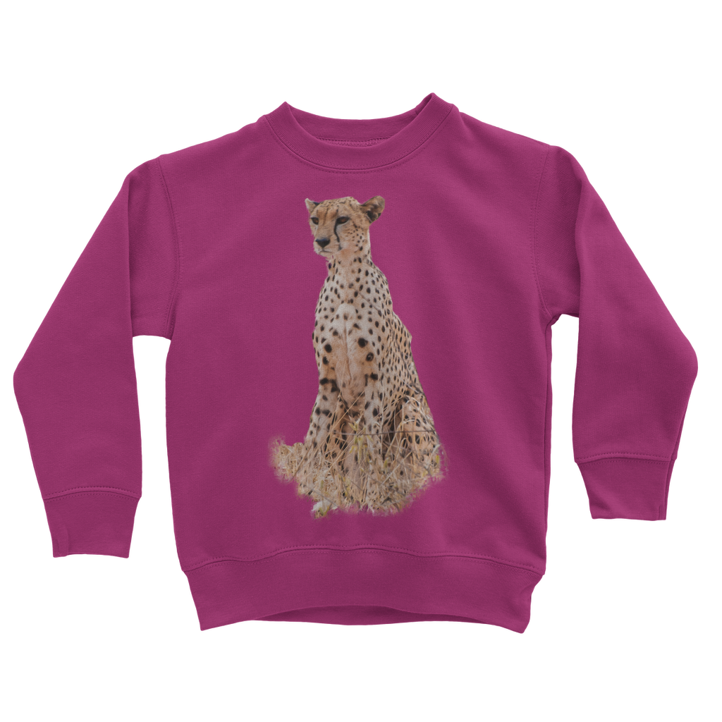 Fuchsia pinkafrican cheetah sweatshirt for kids