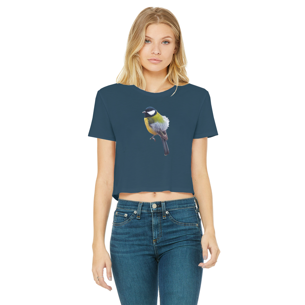 Great Tit T-Shirt for Women (Cropped, Raw Edge)