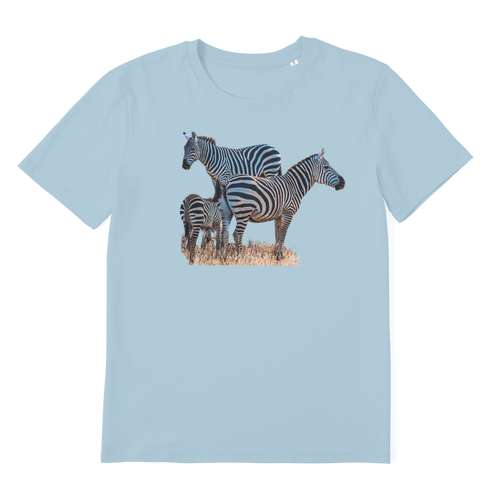 blue tshirt with zebra
