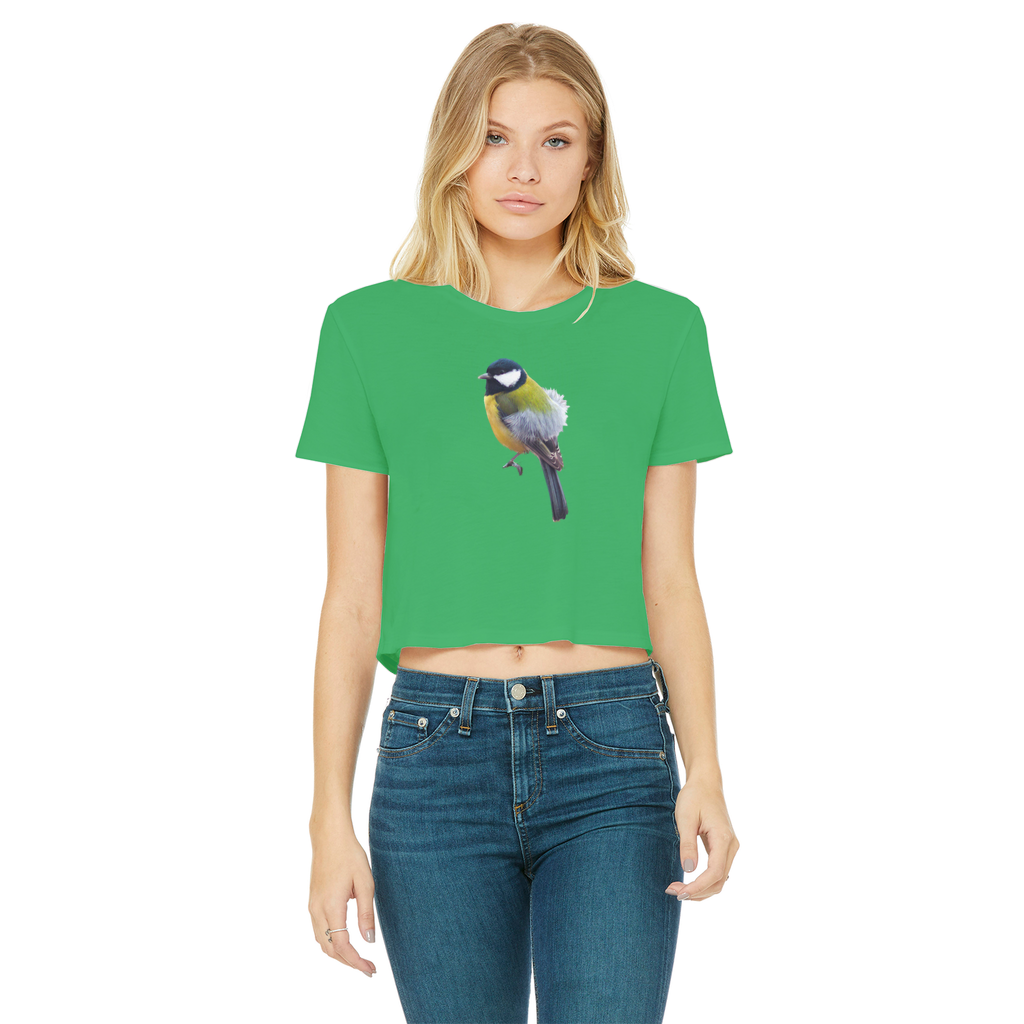 Great Tit T-Shirt for Women (Cropped, Raw Edge)