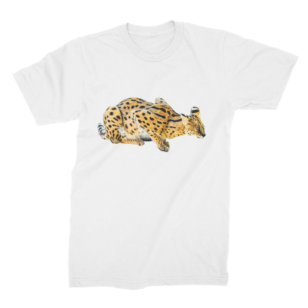 Serval Cat on a white t-shirt