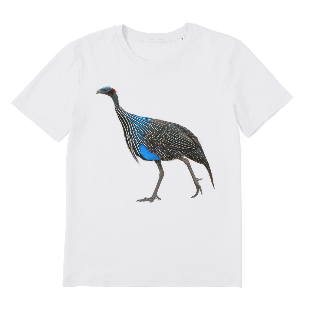 white vulturine guinea fowl tee