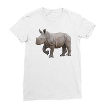 将图片加载到图库查看器，rhino calf t-shirt in white with a round neck for women
