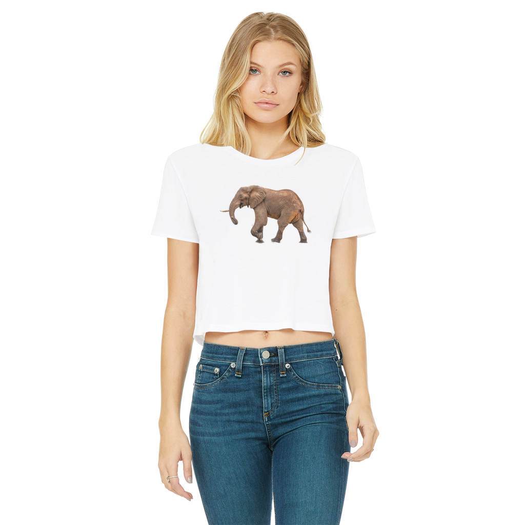 Elephant T-Shirt for Women (Cropped, Raw Edge)