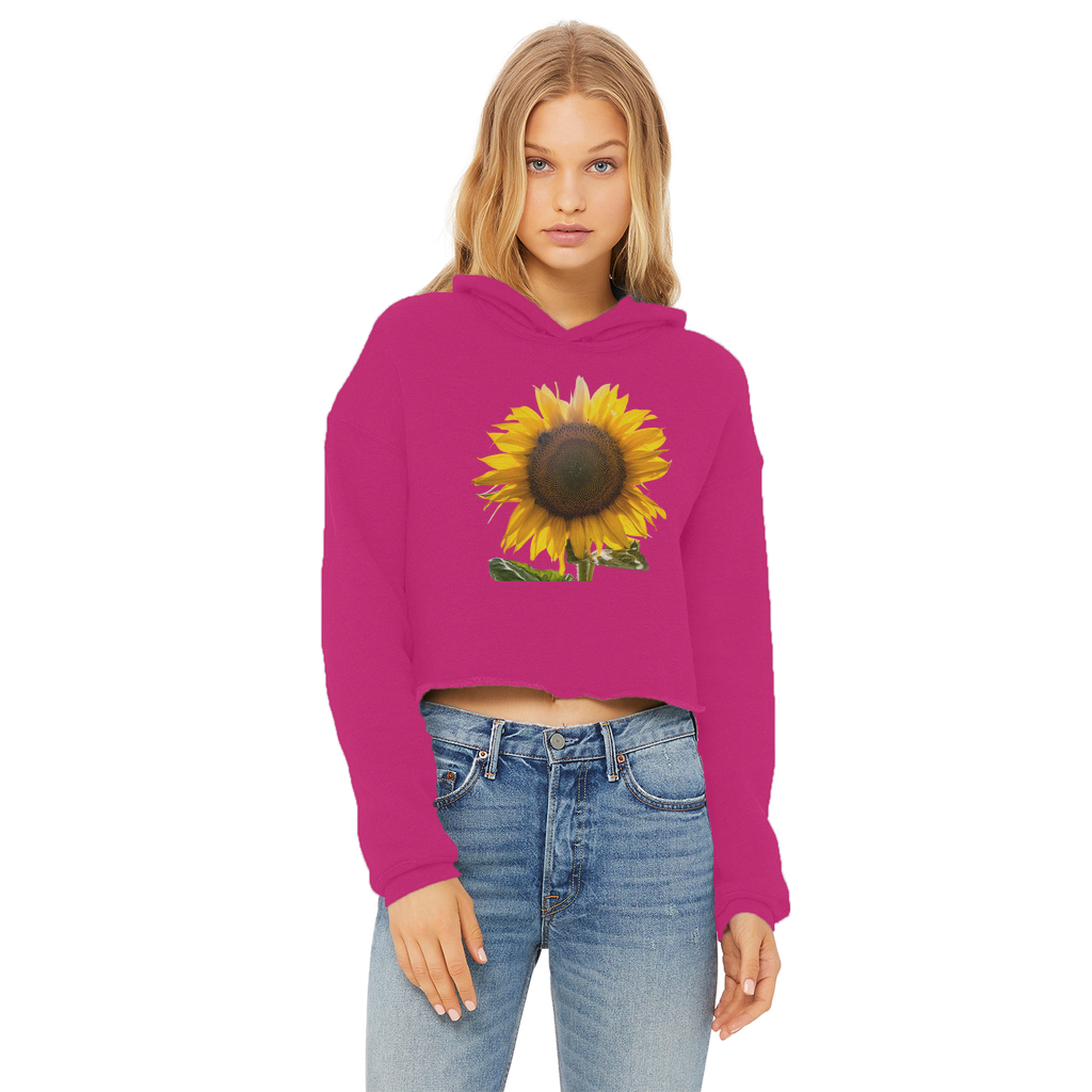 Sunflower Ladies Cropped Raw Edge Hoodie