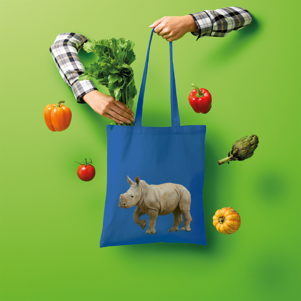 Royal blue baby Rhino tote bag in cotton.