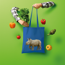Load image into Gallery viewer, Royal blue baby Rhino tote bag in cotton.

