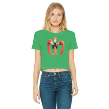 Load image into Gallery viewer, Orange Flamingo T-Shirt for Women (Cropped, Raw Edge)
