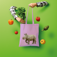 Load image into Gallery viewer, Light purple baby Rhino tote bag in cotton.
