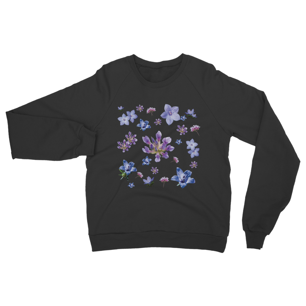black wildflower floral sweatshirt for adults